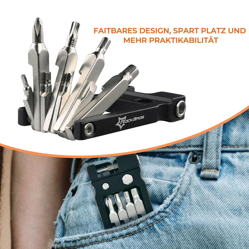 Fahrrad Multifunktionswerkzeug 20-in-1 Multitools Faltbare Reparatur Werkzeug Set aus Edelstahl