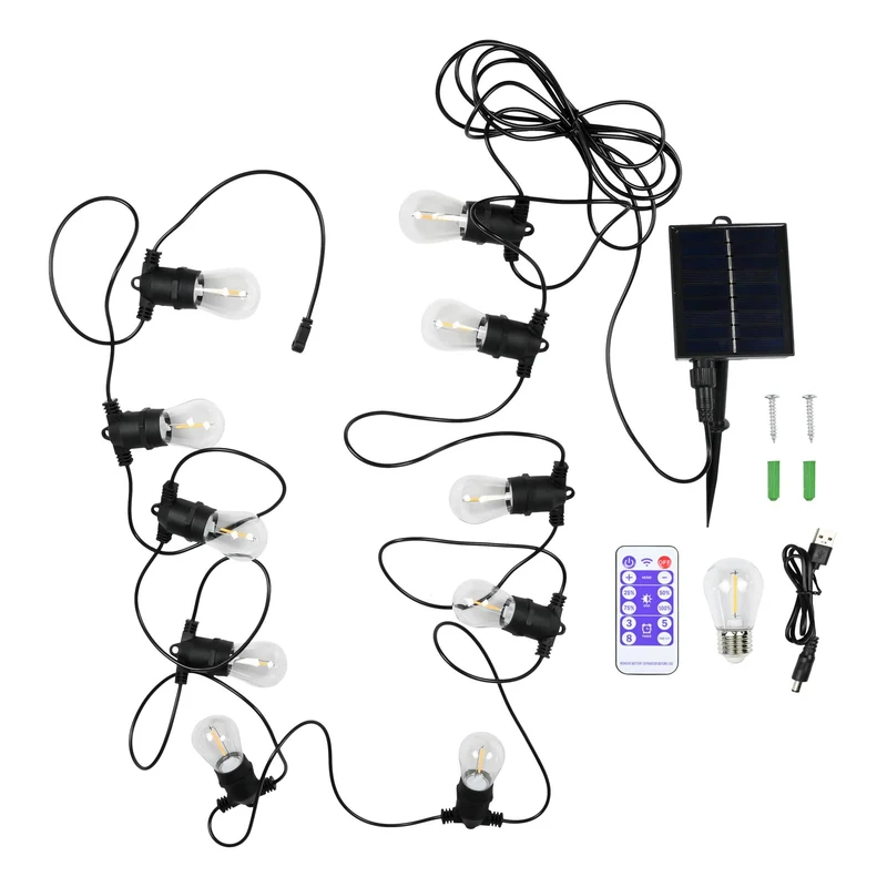 LED-Lichterkette 8 m solar IP44 10-tlg. – Lichtfarbe warmweiß, Gesamtlänge 8 m