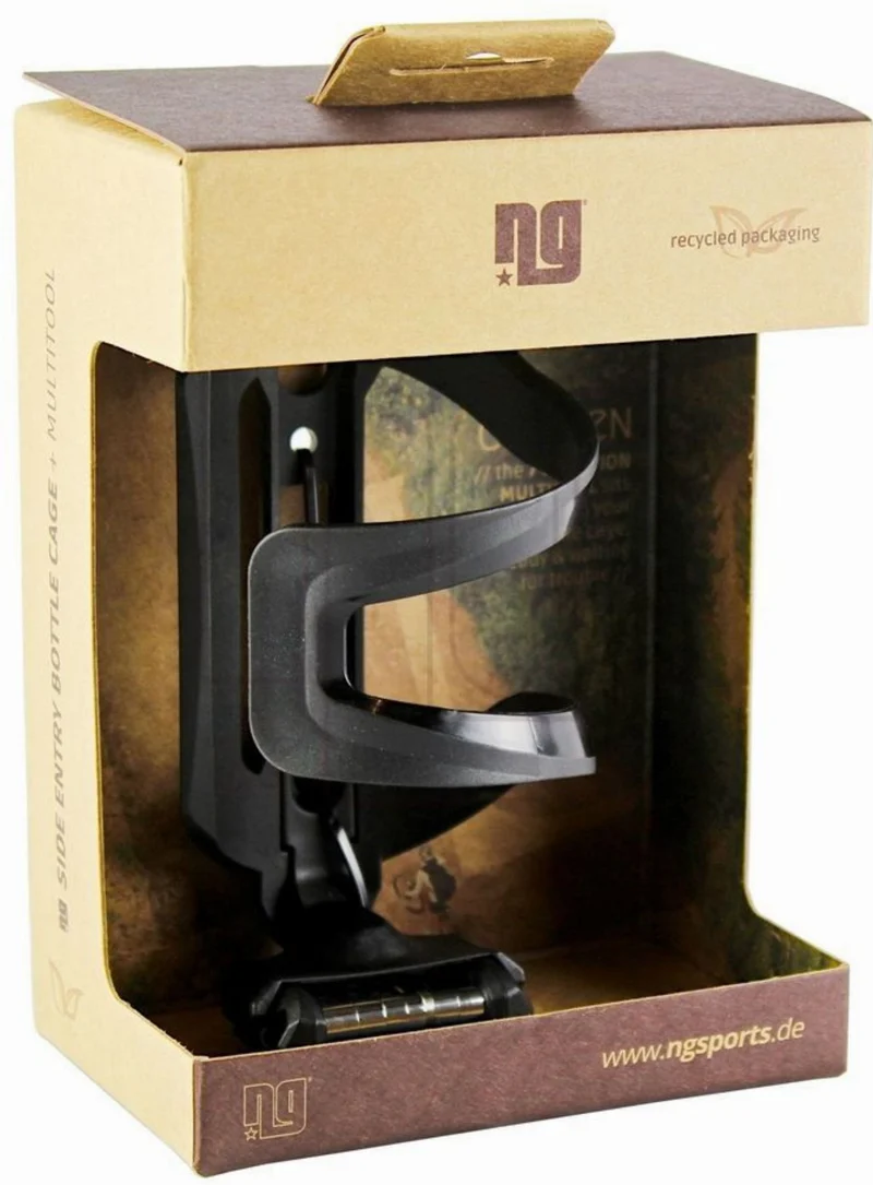 NG Sports Cumeen Side-Entry Flaschenhalter links + Jeera Adapter + Multitool schwarz