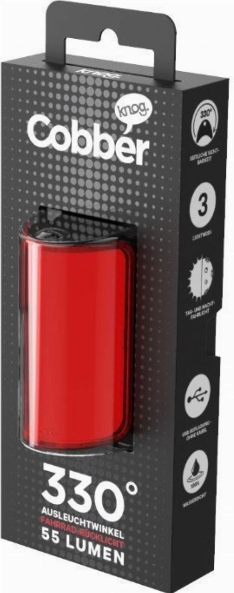 Knog Cobber Mid Fahrradlampe StVZO rote LED schwarz