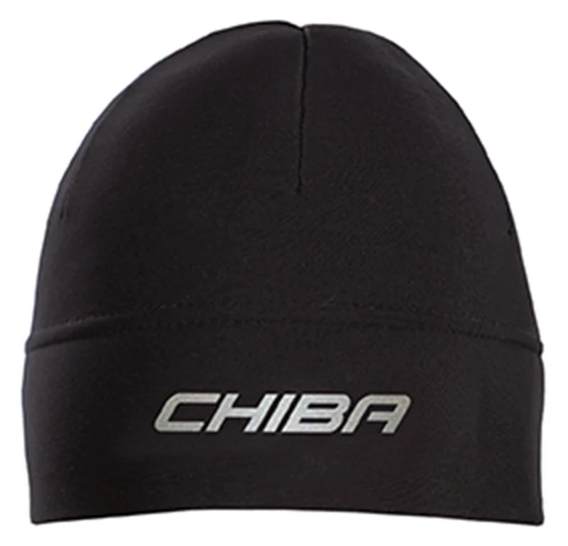 CHIBA Thermofleece Mütze Kids - L/XL, schwarz, atmungsaktiv, reflektierendes Logo