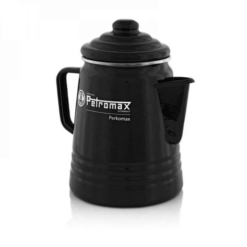 Petromax Perkomax Perkolator PER-9-S 1,3L Schwarz  Kaffeebereiter für 9 Tassen, emaillierter Stahl, geeignet für alle Herdarten & Lagerfeuer  Perfekter Outdoor-Kaffeegenuss