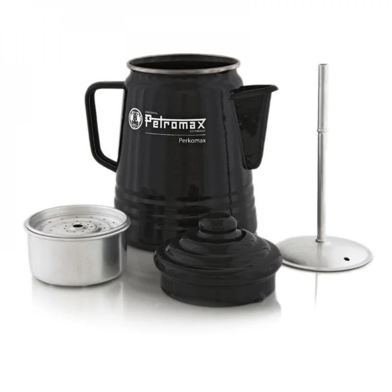 Petromax Perkomax Perkolator PER-9-S 1,3L Schwarz  Kaffeebereiter für 9 Tassen, emaillierter Stahl, geeignet für alle Herdarten & Lagerfeuer  Perfekter Outdoor-Kaffeegenuss