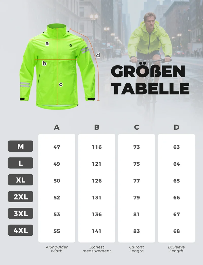 ROCKBROS Fahrradjacke Herren Wasserdicht Atmungsaktiv