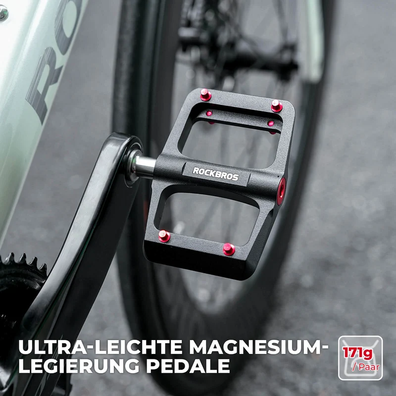 MTB & Rennrad Pedale – 171 g/Paar, Ultraleicht Magnesium-Flachpedale