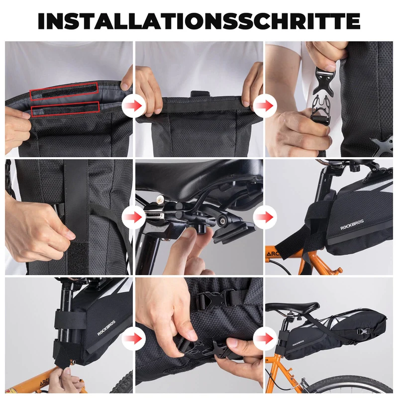 Fahrrad Satteltasche 100% Wasserdicht 8L mit Reflektoren