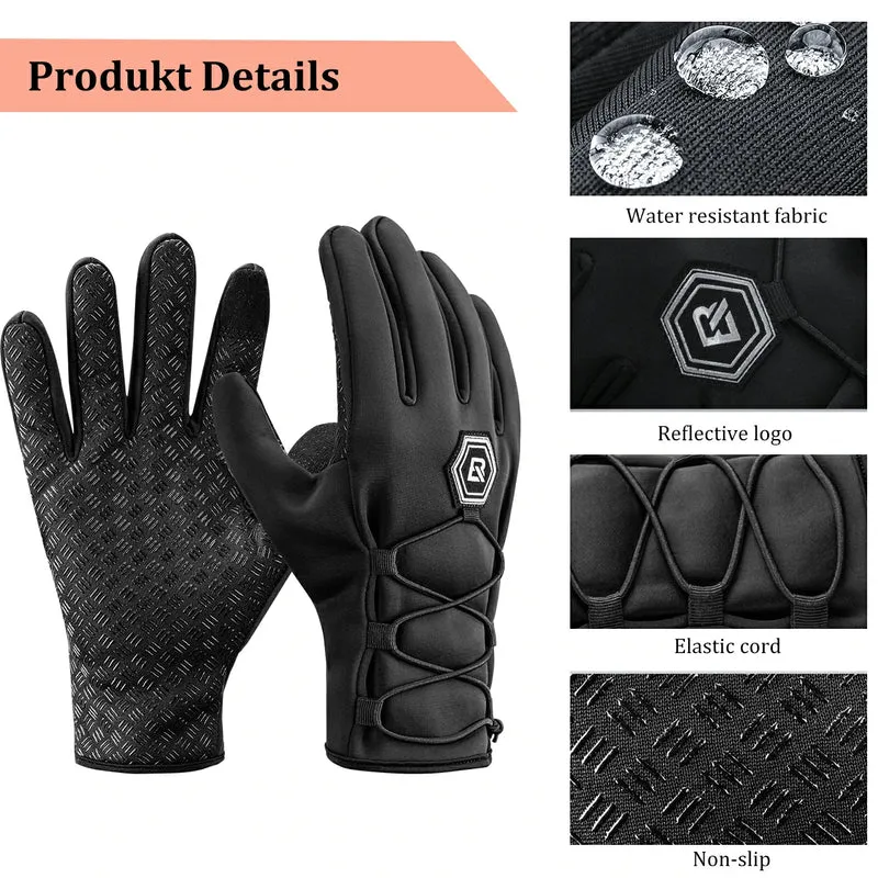ROCKBROS Winter Fahrradhandschuhe Touchscreen Warme Handschuhe