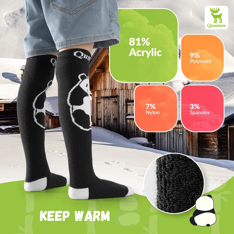 Qunature Skisocken Kinder Thermosocken 1 Paar Winter