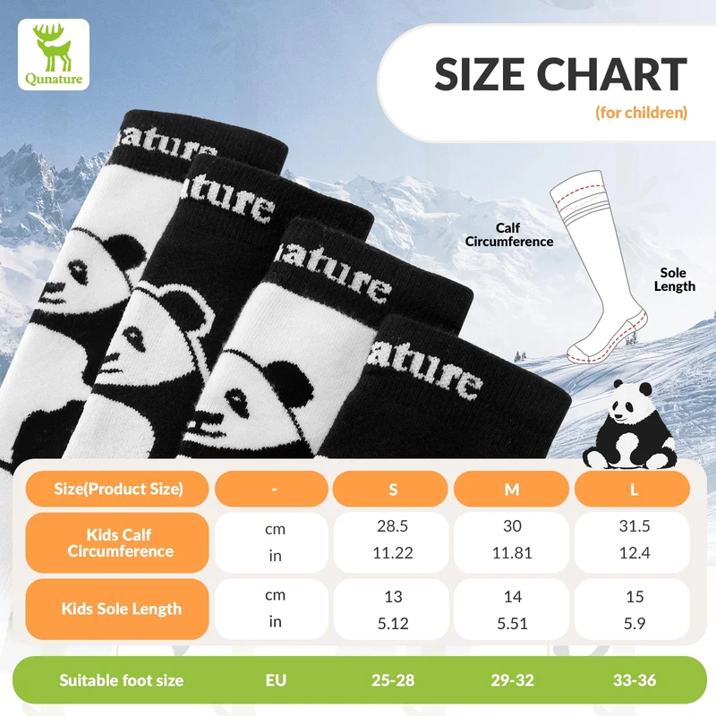 Qunature Skisocken Kinder Thermosocken 1 Paar Winter