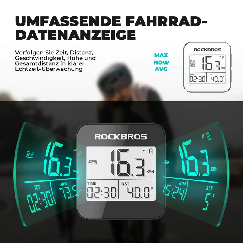 ROCKBROS Fahrradcomputer Kabellos GPS G1