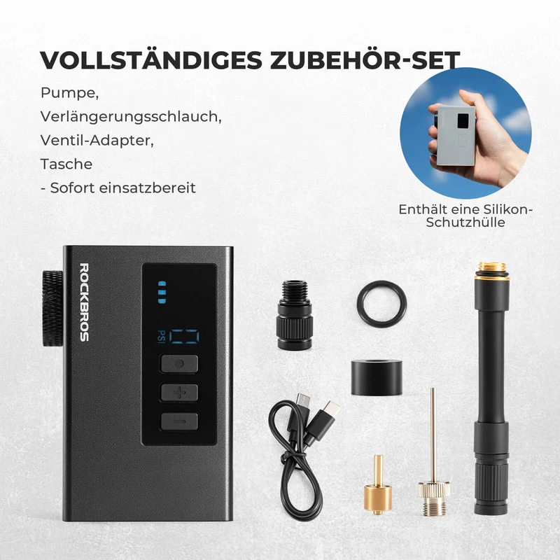 ROCKBROS MINI Elektrische Fahrradpumpe Tragbar AS240 Pro