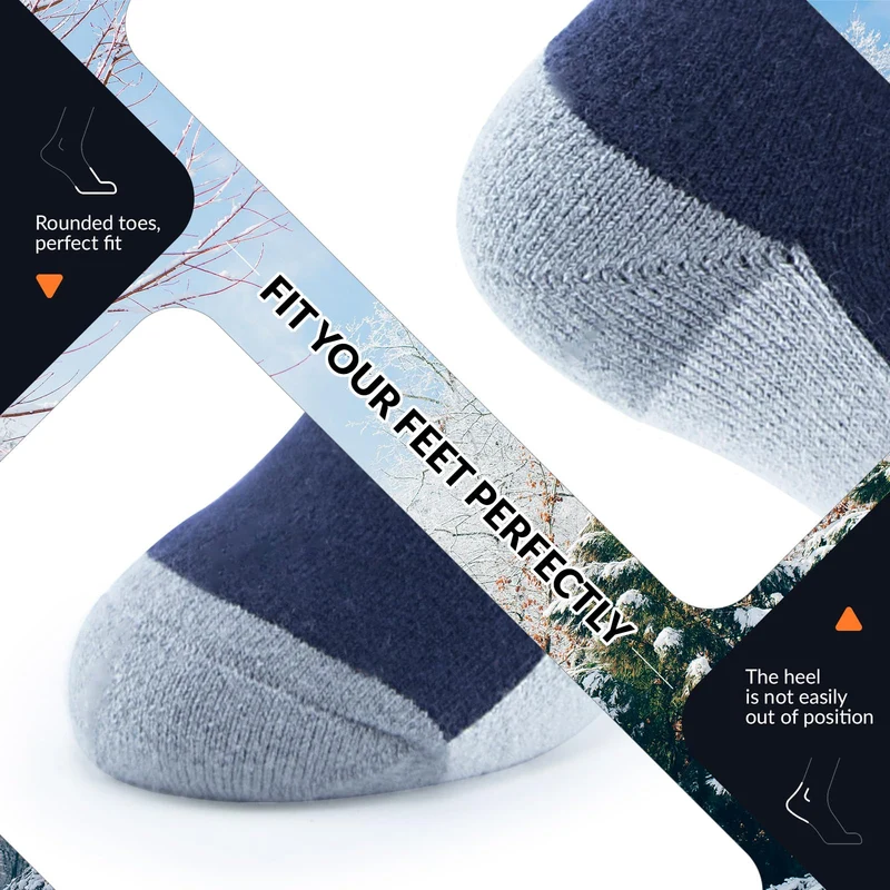 Qunature Skisocken Kinder Thermosocken 1 Paar für Winter-Sports aus Merinowolle