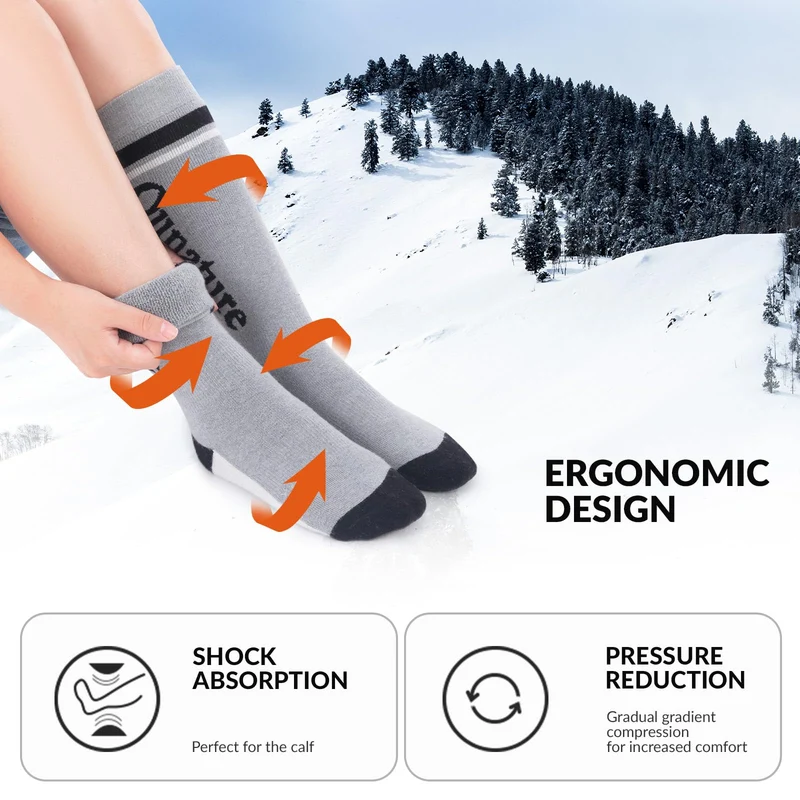 Qunature Skisocken Kinder Thermosocken 1 Paar für Winter-Sports aus Merinowolle