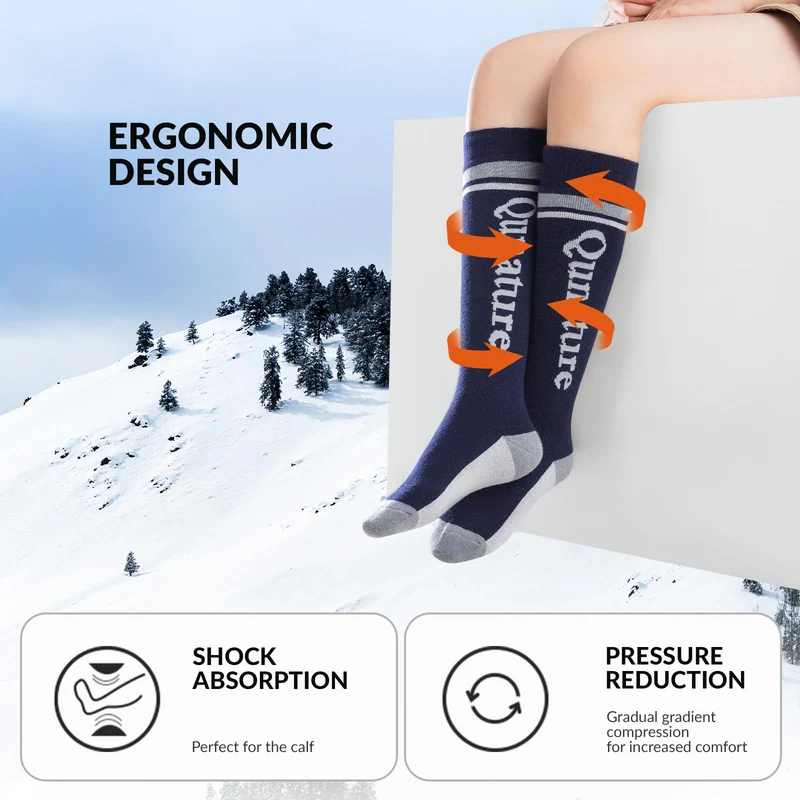 Qunature Skisocken Kinder Thermosocken 1 Paar für Winter-Sports aus Merinowolle