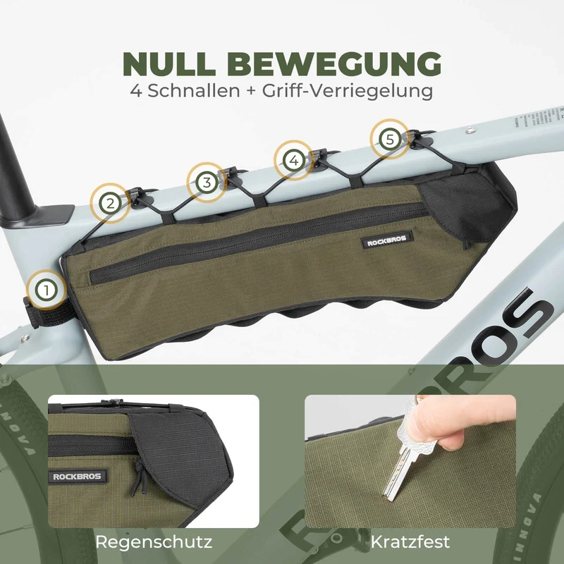 ROCKBROS Fahrrad Rahmentasche Dreiecktasche 1.9L Ultradünn & Schnellzugriff