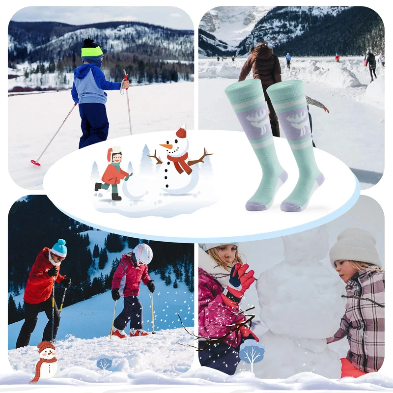 Qunature Jungen Skisocken Kinder Thermosocken