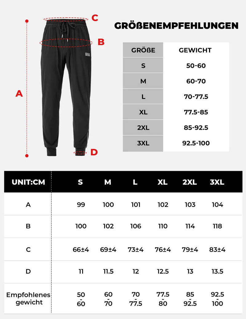 ROCKBROS Herren Fahrradhose Elastische Passform Sicherheitsstreifen