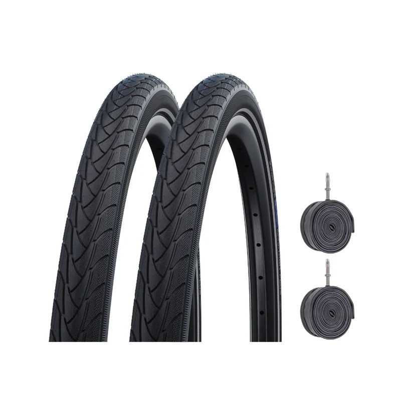 Set 2 pneus ville Schwalbe Marathon Plus 700 + 2 chambres à air Presta