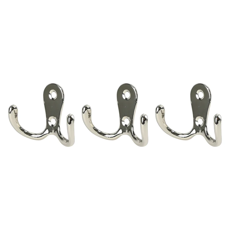 Doppel-Garderobenhaken Metall silber 3-tlg. – Maße 5,3 x 4 x 2,7 cm, Farbe silber