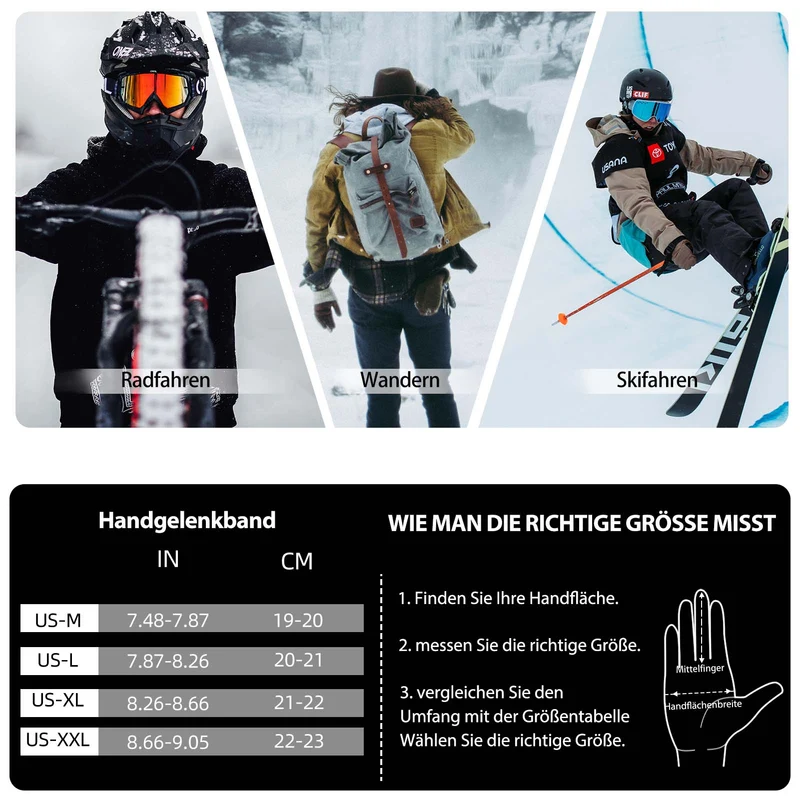 ROCKBROS Winter Fahrradhandschuhe Warm für Fahrrad Laufen Fitness Unisex
