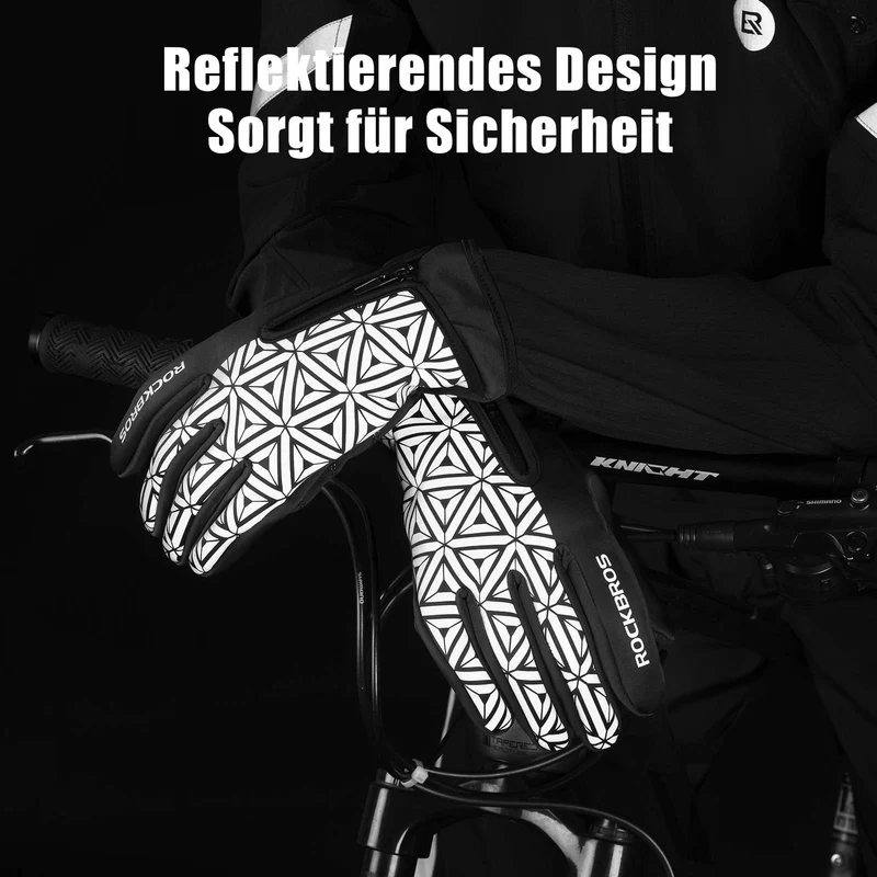 ROCKBROS Winter Fahrradhandschuhe Warm für Fahrrad Laufen Fitness Unisex