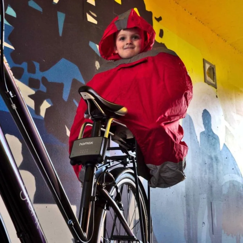 Poncho imperméable pour enfant sur porte-bébé vélo R FLECT