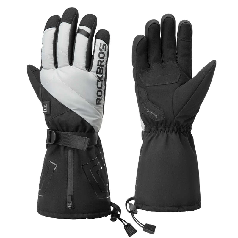 ROCKBROS Winter Handschuhe Beheizbare Fahrradhandschuhe mit Batterie M-XL