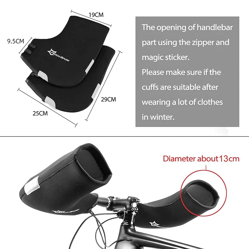 ROCKBROS Winter Lenkerstulpen Winddicht Handschuhe Schwarz
