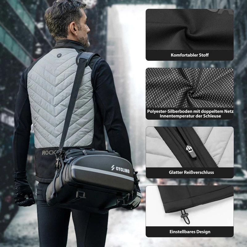 ROCKBROS Elektrische Beheizte Weste mit 3 Temperaturstufen für Herren/Damen