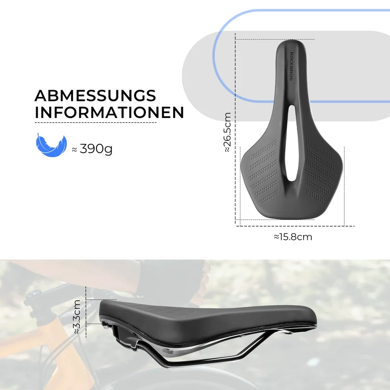 ROCKBROS Fahrrad Sattel Ergonomischer Stoßdämpfender Fahrradsattel Unisex
