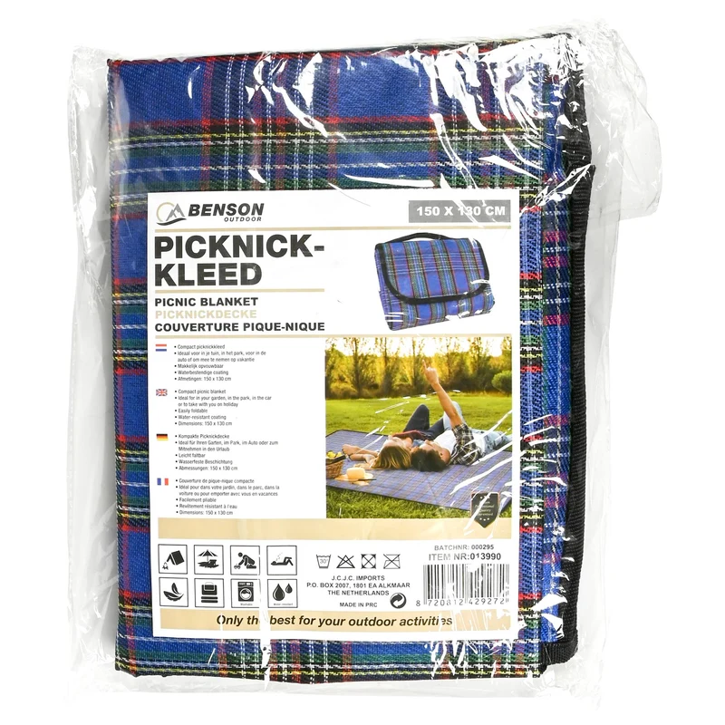 Picknickdecke 150 x 130 cm kompakt blau – Maße 150 x 130 cm, faltbar
