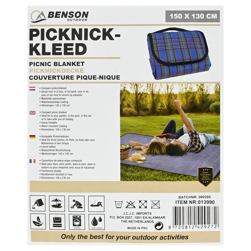 Picknickdecke 150 x 130 cm kompakt blau – Maße 150 x 130 cm, faltbar