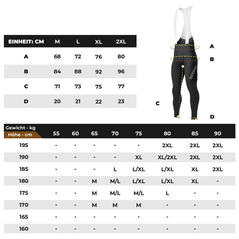 ROCKBROS Herren Fahrrad Trägerhose Lang Gepolstert