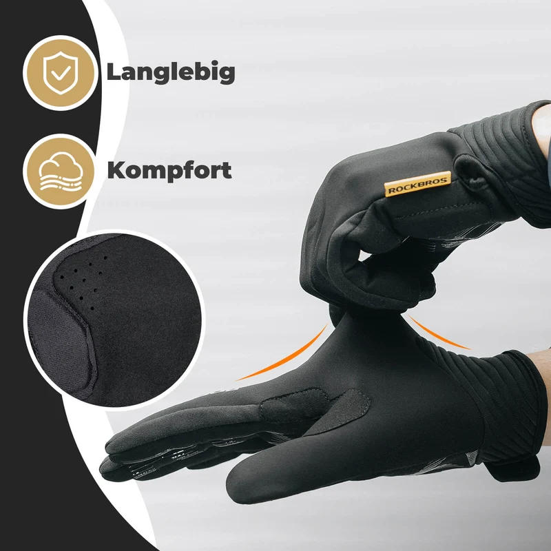 ROCKBROS Fahrradhandschuhe Touchscreen-fähig mit SBR-Polsterung