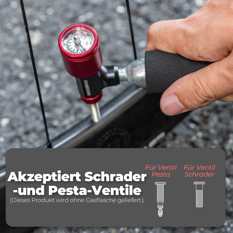 CO2 Fahrradpumpe Minipumpe für Presta & Schrader Ventile