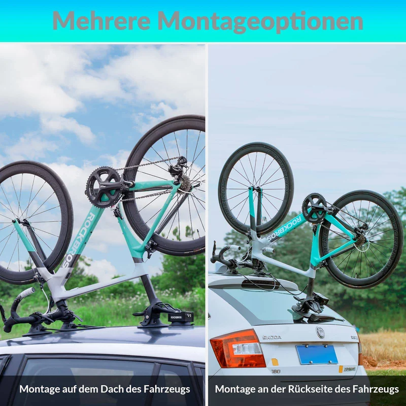 ROCKBROS Tragbar Fahrradträger elektrisch Fahrrad Dachträger mit Saugnapf