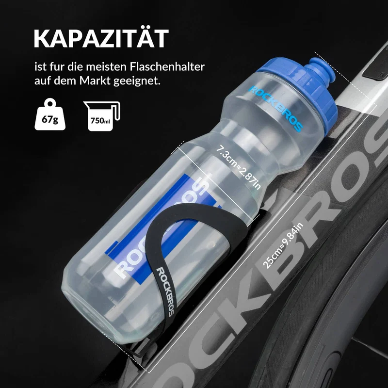 ROCKBROS Sport Trinkflasche 750ml Fahrrad Wasserflasche BPA-Frei