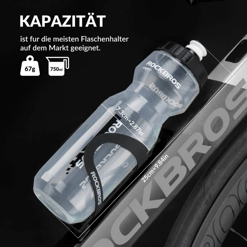ROCKBROS Sport Trinkflasche 750ml Fahrrad Wasserflasche BPA-Frei