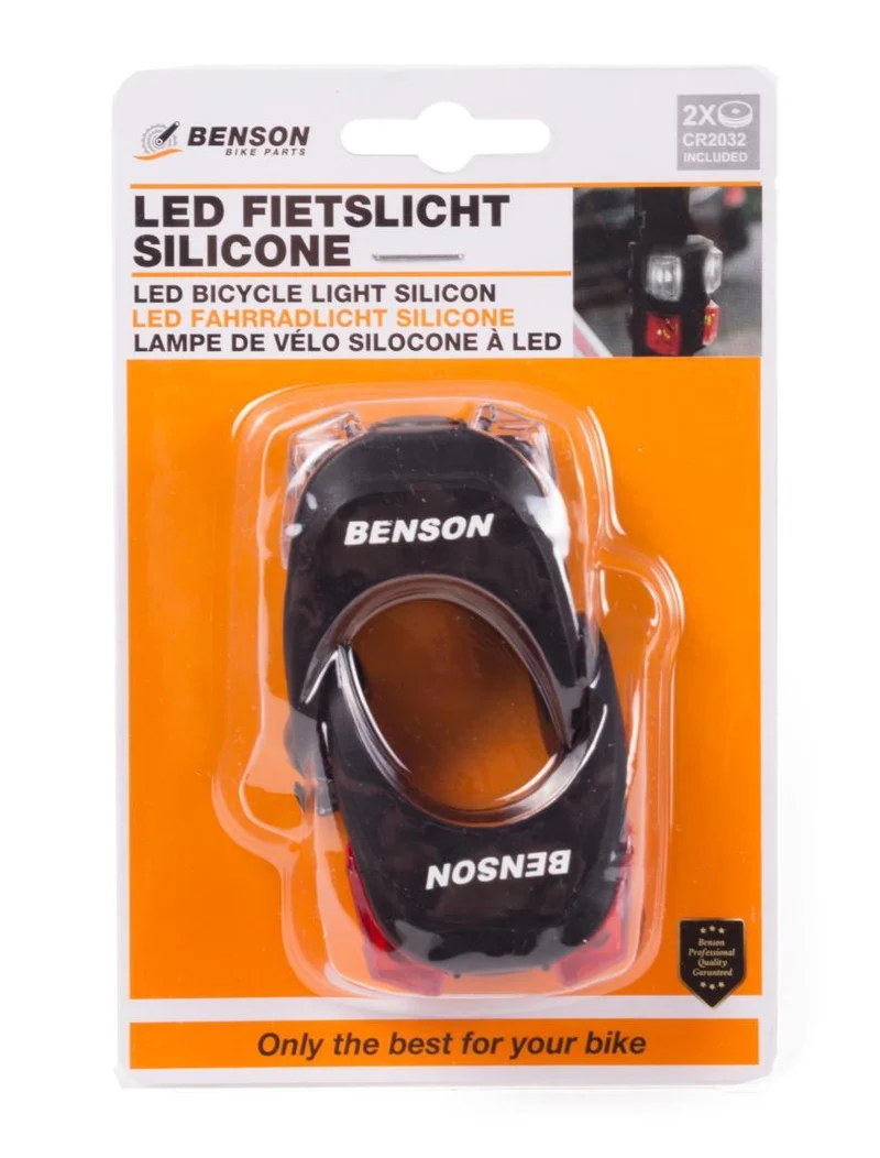 LED-Fahrradlicht 2-tlg. Silikon – Funktionen: schnelles Blinken – langsames Blinken – an – aus, 31,8 mm