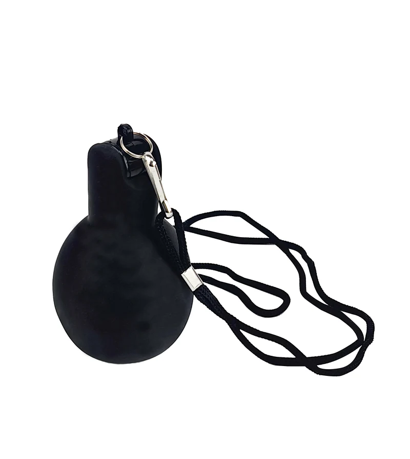 Handpfeife schwarz – Maße der Pfeife 4,5 x 1,7 cm, Länge der Schnur 45 cm, 1,7 cm, 45 cm