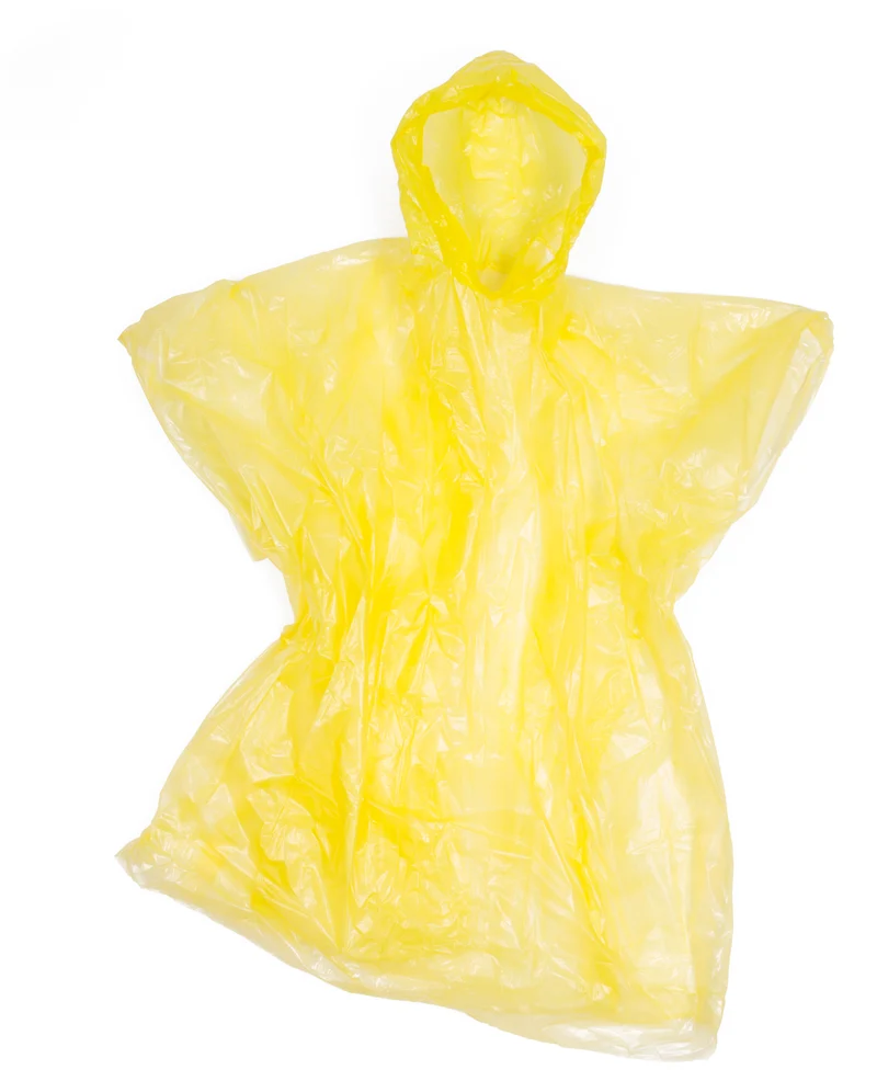Einweg-Poncho-Mix – Farben Gelb und Blau, Material PE, kompakt