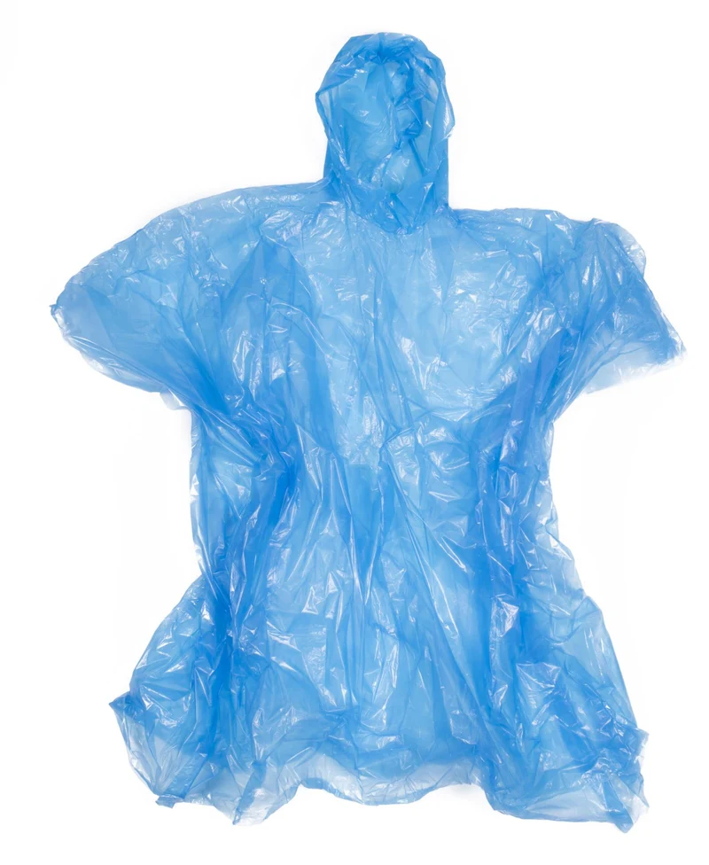 Einweg-Poncho-Mix – Farben Gelb und Blau, Material PE, kompakt