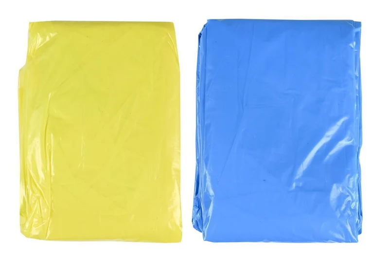 Einweg-Poncho-Mix – Farben Gelb und Blau, Material PE, kompakt