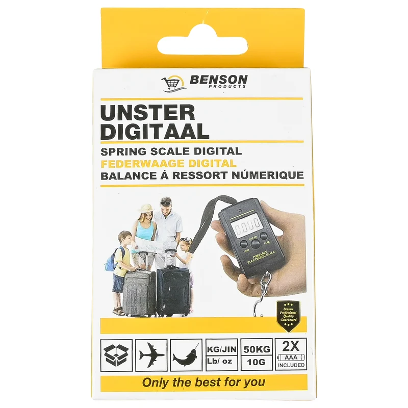 Digitale Kofferwaage 40 kg – Messbereich max. 50 kg (10-Gramm-Schritte), Einheiten KG/Jin/Lb/oz