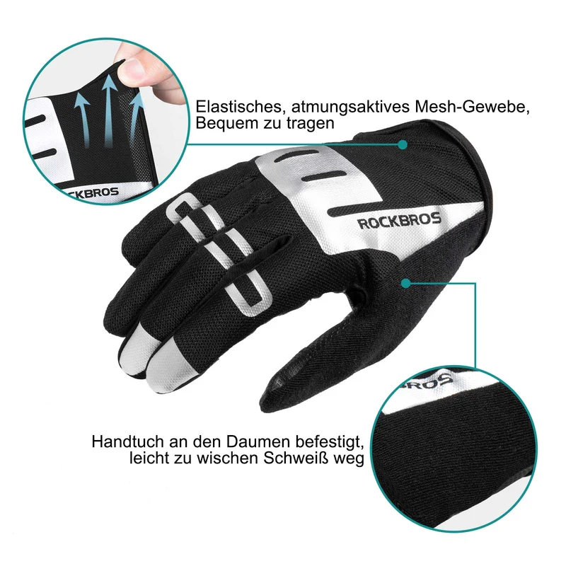 ROCKBROS Reithandschuhe Full Finger SBR Herren Sporthandschuhe M-XXL