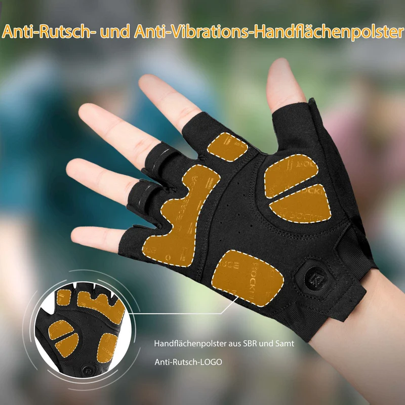 ROCKBROS Halbfinger-Radhandschuhe stoßdämpfend und rutschfest Unisex