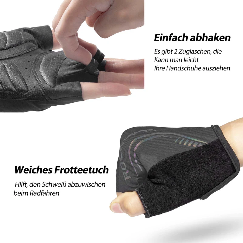 ROCKBROS Bunte reflektierende Kurzfingerhandschuhe