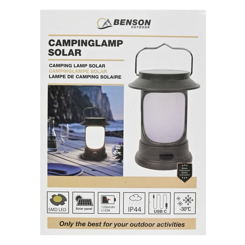Solar-Campinglampe – Lichtquelle SMD warmweiß und weiß, Solarpanel Batterie 1x1200 mAh