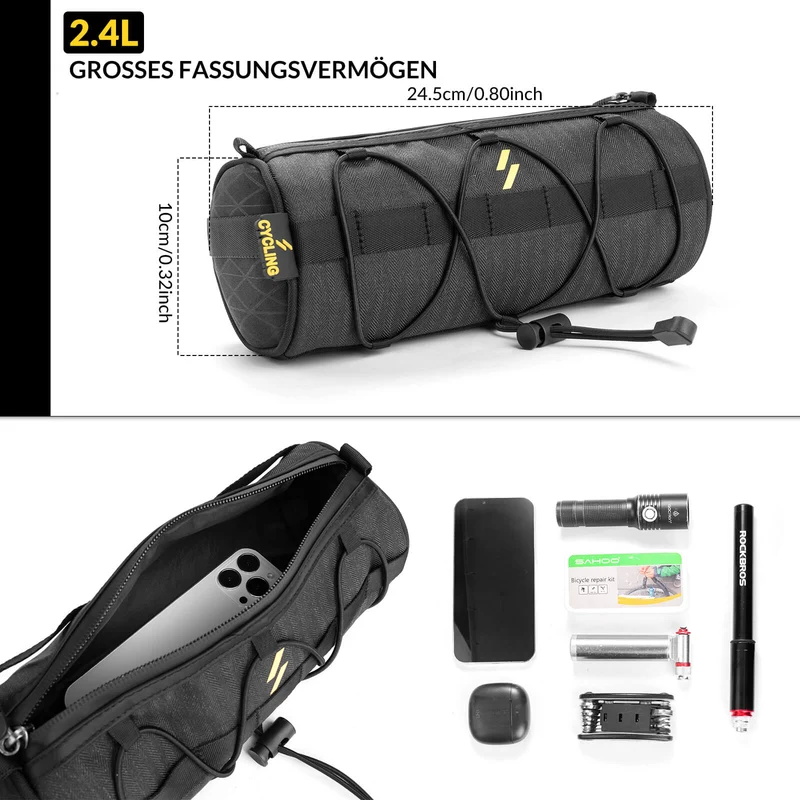 Lenkertasche 2,1L mit Schultergurt für MTB, Rennrad, Gravel & E-Bike