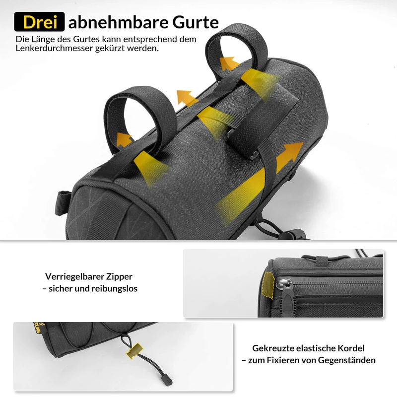 Lenkertasche 2,1L mit Schultergurt für MTB, Rennrad, Gravel & E-Bike